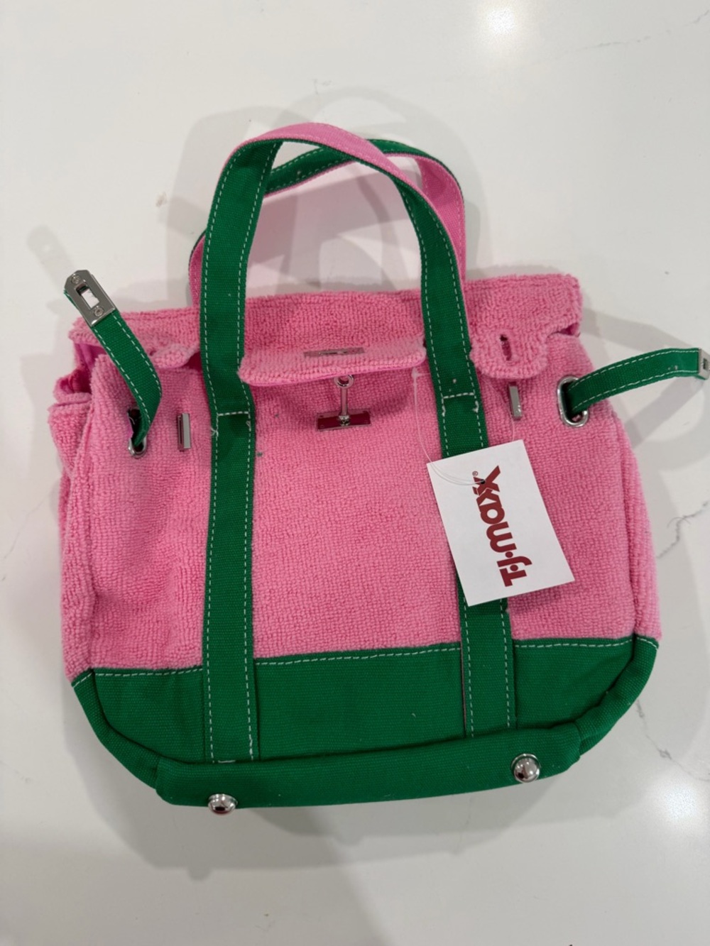 T.J.Maxx Pink and Green Mini Tote Bag Boatkin